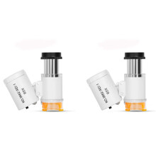 2pcs 60X Pocket Microscope Jewelers Eye Loupe with LED UV Light Portable Magnifying Glass for Jewelry Diamond Gem-B