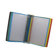 Wall Mount Document Display Rack A4 Flip Book Organizer with 10 Panels, Color‑Coded Waterproof Design, Black