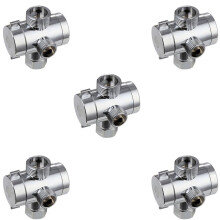 5X ABS Chrom 3 Wege Umlenk Schlauch Anschluss T Förmiger Adapter Anschluss für Winkel Ventil Schlauch Bad Duscharm Toilette