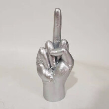 (Silver) Middle Finger Gesture Sculpture Cute Lovely Classic Ornament for DIY Crafts Home Decoration