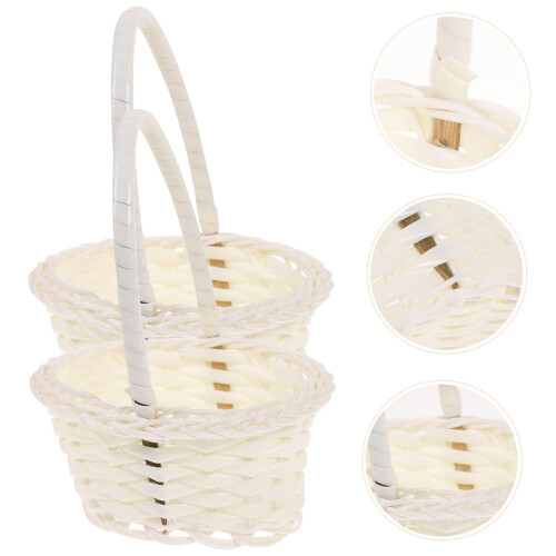 10pcs Natural White Woven Fruit Baskets For Home Storage Use 2