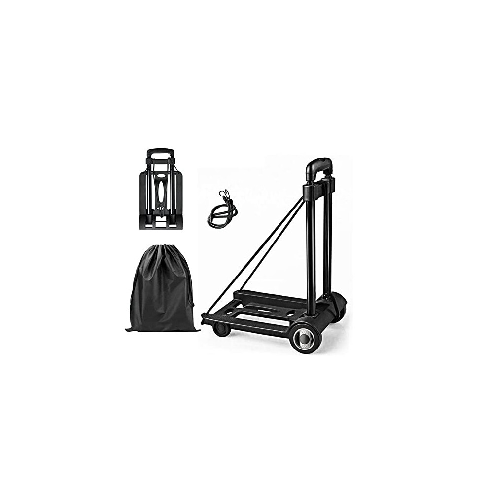 Folding Hand Truck For Luggage, 110 Lbs Capacity, Foldflat With Bungee Cords, 2 Rubber Wheels 9092120961492