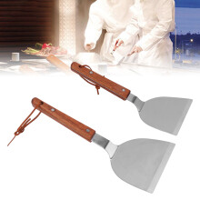 Stainless Steel Grill Spatula with Beech Wood Handle, Heat-Resistant, Easy Clean