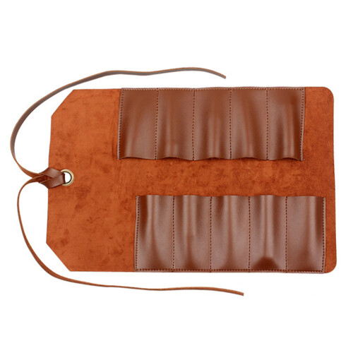 small leather tool roll with 10 slots for craft organization 1