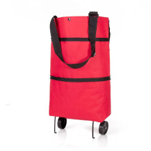 Foldable Shopping Trolley Bag with Wheels Rolling Grocery Bag WhiteDinosaur Doodle4 30x27x12cm