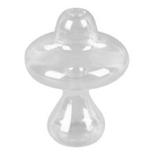 Vaso di vetro a forma di fungo carino per piante idroponiche, decorazione trasparente da 15 cm