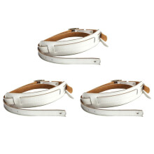3X Durable Leather and Metal Buckle Electric Guitar Strap Belt Shoulder Pad Adjustable Vintage Guitar Straps-White Color