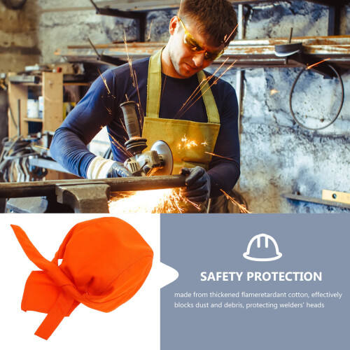 Orange Cotton Skull Cap Flame Resistant Welder Head Protective Hat 2