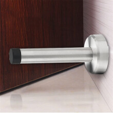 Stainless Steel Wall Mounted Door Stopper with Adjustable Rubber Tip, Noise Reduction Design, 8cm