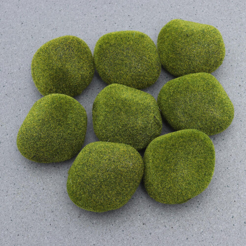 8Pcs Realistic Moss Ball Stone for Table Decor and Craft Projects 2