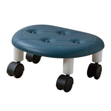 Rolling Stool with Wheels, Low 5.9 in, 360 Swivel PU Leather Seat for Cleaning Garage , Blue