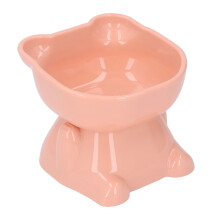Pink Raised Pet Bowl Plastic Elevate Tipping-Prevention Cat Food & Water Dish