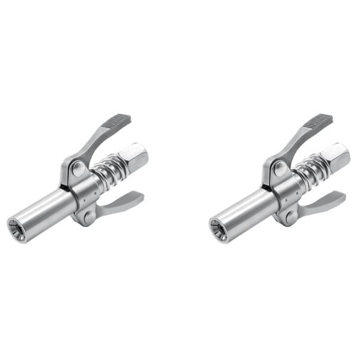 2X Double Handle Grease Nipple Coupler Handle Quick Lock Release Grease Ends Couplers Compatible All Grease Fittings