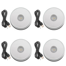 4X Display Turntable Base for Crystals Glass Art,LED Colored Rotating Crystal Display Base Stand with USB Cable