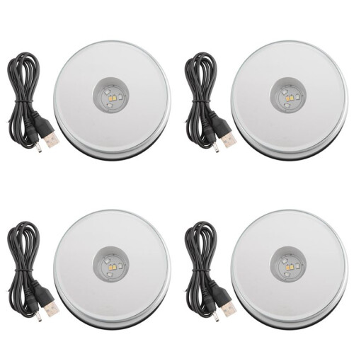 4X Display Turntable Base for Crystals Glass Art,LED Colored Rotating Crystal Display Base Stand with USB Cable