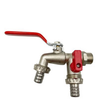 1/2 Inch Brass Garden Faucet with Red Handle, Leakproof Outdoor Water Spigot, Durable AntiFreeze Bibcock (A2)