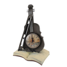 Orologio scultura in resina vintage a forma di violino – Decorazione da scrivania con strumento musicale antico