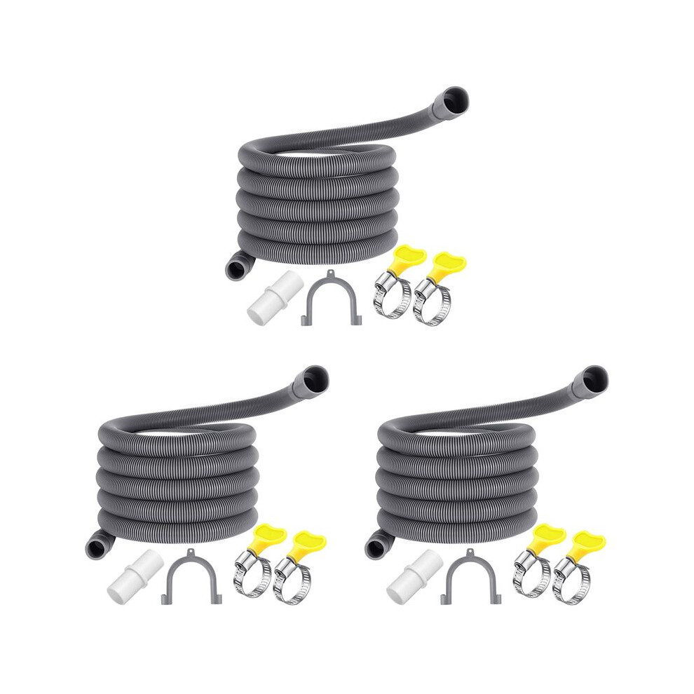 Semoic 3X Washing Machine Drain Hose 10 Ft Flexible Dishwasher Drain Hose Extension Kits Corrugated Washer Discharge Hose