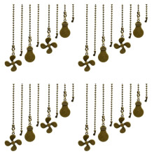16Pcs Ceiling Fan Pull Chain Set,Bulb and Fan Pattern Pull Chain Extension Fan Pull Chain Pendant 12 Inch Antique Bronze