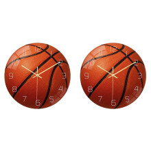 2X Basketball Acryl Leise Wand Uhr Schlafzimmer und Wohnzimmer Wecker Uhr Geburtstag Weihnachts Geschenke Geschenk für Raum Dekor