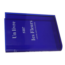 Acrylic Flower Vase in Book Shape Clear & Blue Perfect for Home & Office Decor