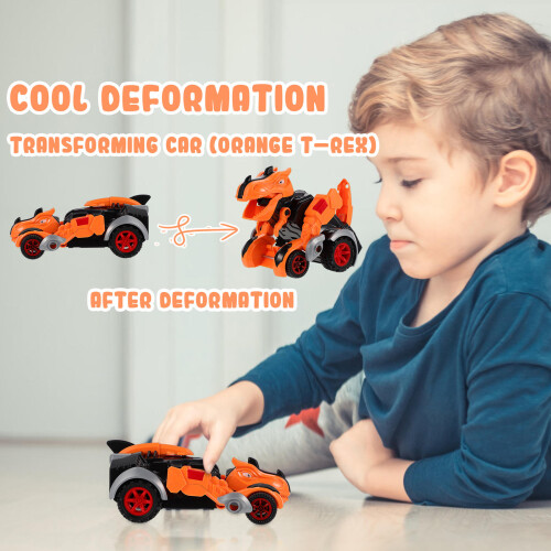 Dinosaur Car Inertial Pull Back Transforming Educational Toy 2