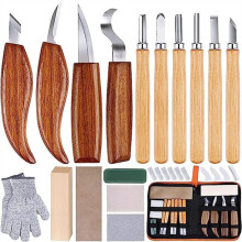 17piece Set Wood Carving Tools Set Curved Pattern Whittling Tools Woodworking  Kit for Professional Woodworkers