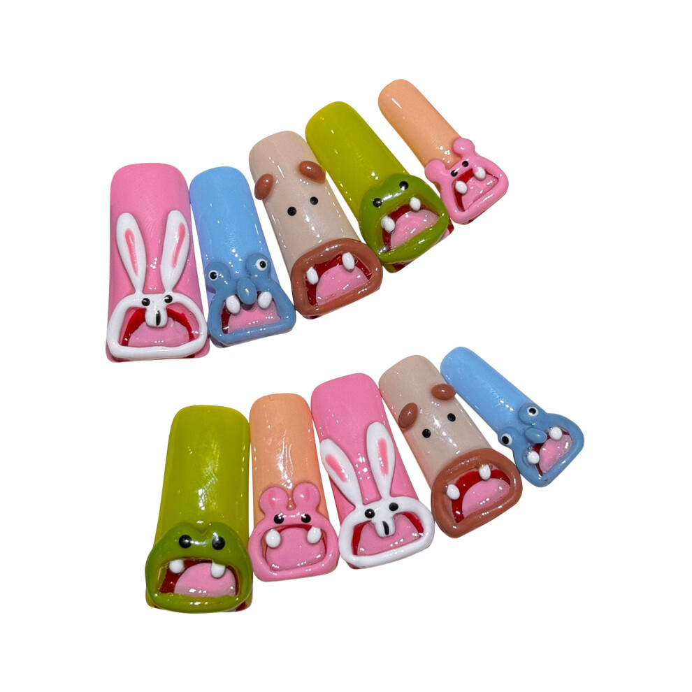 Roc-Electron (L) Colorful Cartoon Press-On Nails - Chip & Smudge Proof