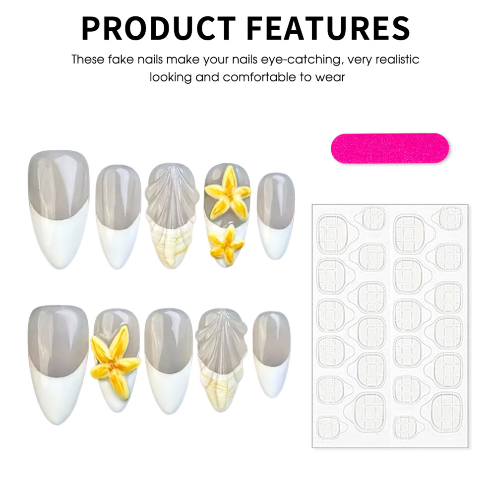 Roc-Electron White (L) 10Pcs French Press-On Nails For Work & Party