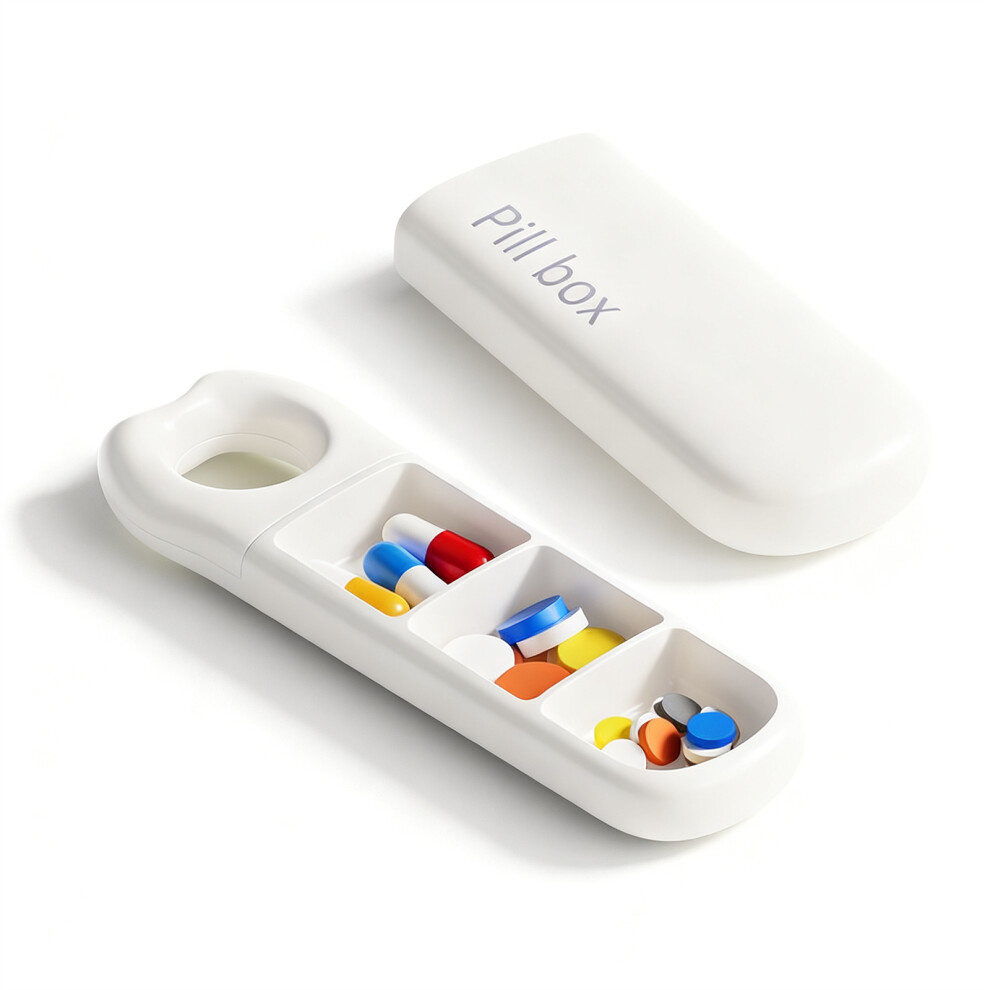 Phui-Pet-Supplies (Cream White 1 Piece) 3-Grid Portable Pill Organizer, Waterproof Travel Case