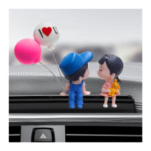 Cute Couple Car Dashboard Ornament Blue Pink Romantic Resin Decor with Balloons for Vehicles