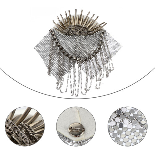 1 Pezzo Spallina Con Borchia Accessorio Per Abbigliamento Argento 2