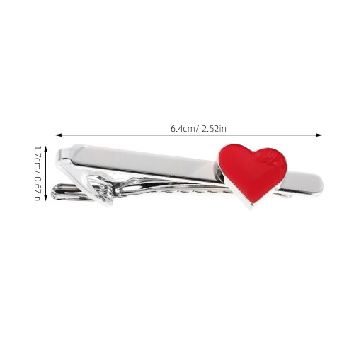 Rood Legering Tie Bar Hartvorm Voor Mannen Formele Kleding 1