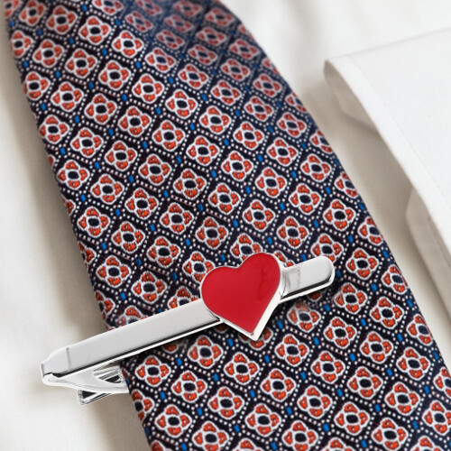 Rood Legering Tie Bar Hartvorm Voor Mannen Formele Kleding 2