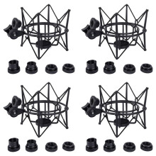 4X Microphone Shock Mount Adjustable Mount Recording Mic Stand Metal Bracket Pod Microphone Stand (Black)
