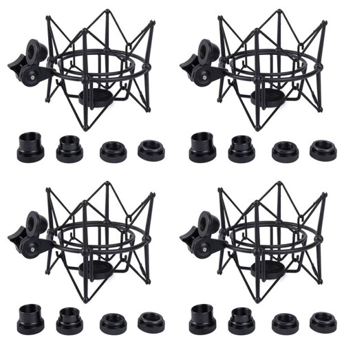 4X Microphone Shock Mount Support RéGlable Support de Microphone D'Enregistrement Support en MéTal Support de Microphone Pod (Noir)