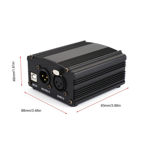 Zwarte 48V Dc Power Supply Voor Condenser Mic Met 5V USB Input 2