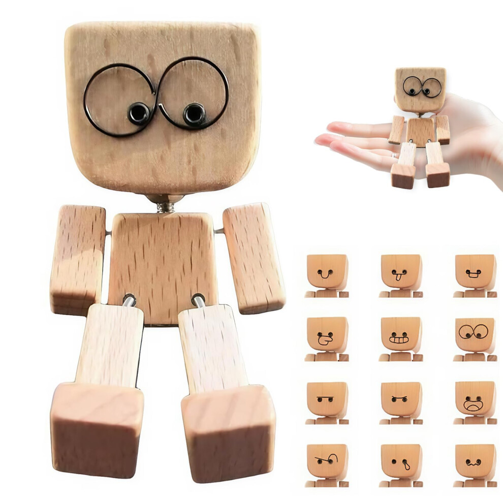 Handmade Wooden Car Dashboard Bobblehead With Magnetic Face Swap And Smooth Bobble Motion 9455672296328