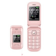 (Pink) 2G Flip Mobile Phone for Seniors, Unlocked Dual SIM Flip Cell Phone with 2.4 Inch Main Screen and 1.4 Inch External Screen