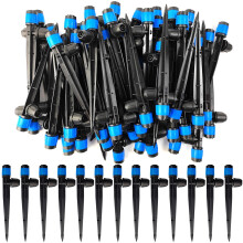 52PCS 360 Adjustable Drip Irrigation Emitters with Stakes for 1/4 Inch Tubing Garden Watering System
