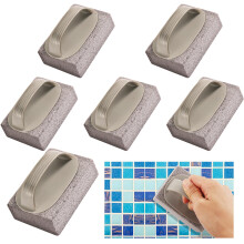 6 PCS Pool Pumice Stone with Handle, Swimming Pool Tile Cleaner for Grout and Calcium Deposit Removal