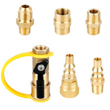 Propane Quick Connect Adapter 1/4 Inch NPT Full Flow Plug with 3/8 Inch Flare for RV Low Pressure