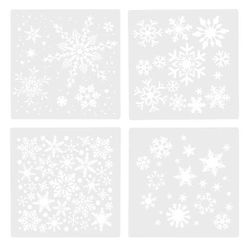 4 stuks sneeuwvlok schilderstencils van plastic, tekenhulpmiddel 2