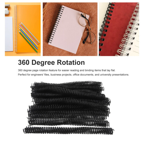 100PCS Spiral Coils 16mm 140 Sheets 4:1 Black A4 2