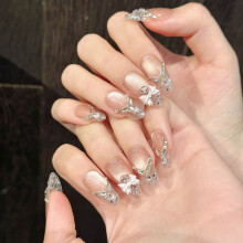 (XS) Ongles Faux Chat Yeux French Tip