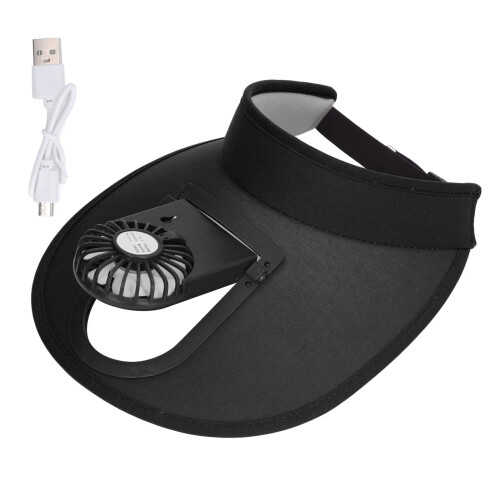 Sun Visors Hat USB 3Gears 300mAh Adjustable Black 1