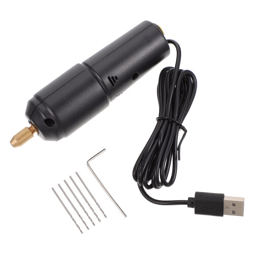 1Set Zwarte USB Handboor Mini Boormachine Voor Thuis 1