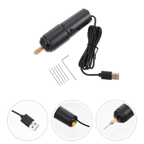 1Set Zwarte USB Handboor Mini Boormachine Voor Thuis 2
