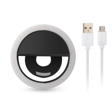 Selfie Ring Light ClipOn for iPhone and Samsung with Even Illumination PocketSize Black