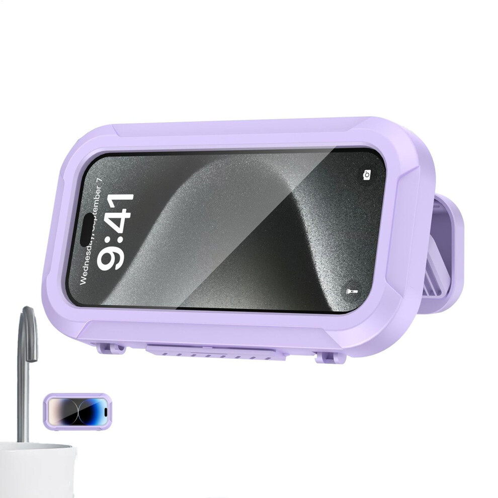 Waterproof Shower Phone Holder With 360 Adjustable Viewing, Wall Mounted Touchscreen Case Purple 9092120968767